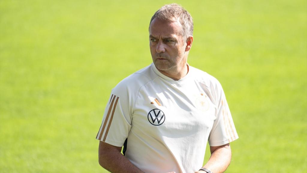 Hansi Flick, en un entrenamiento de la selección alemana.