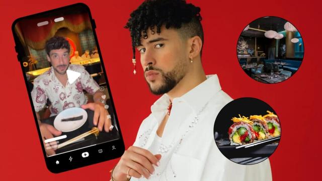 Un montaje de Bad Bunny y la imagen de Antonio López en el restaurante.