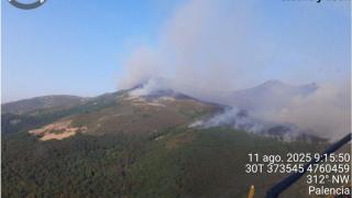 Imagen del incendio de Resoba, en la Montaña Palentina, este pasado lunes