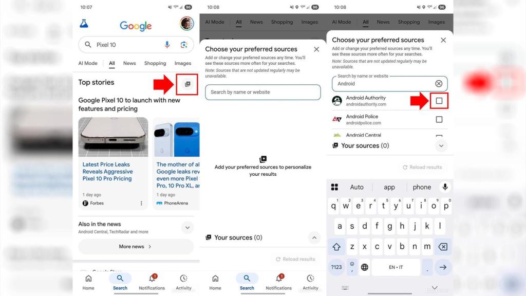 Preferred Sources de Google Search
