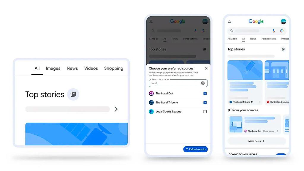 Las fuentes preferidas de Google Search