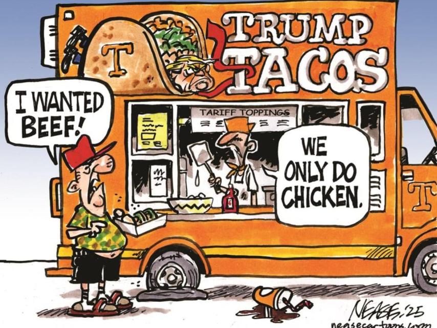 Otra viñeta que emplea el término TACO como arma humorística.