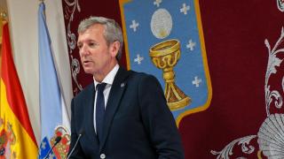 El presidente de la Xunta, Alfonso Rueda, en la comparecencia ante los medios tras la reunión semanal de su Ejecutivo