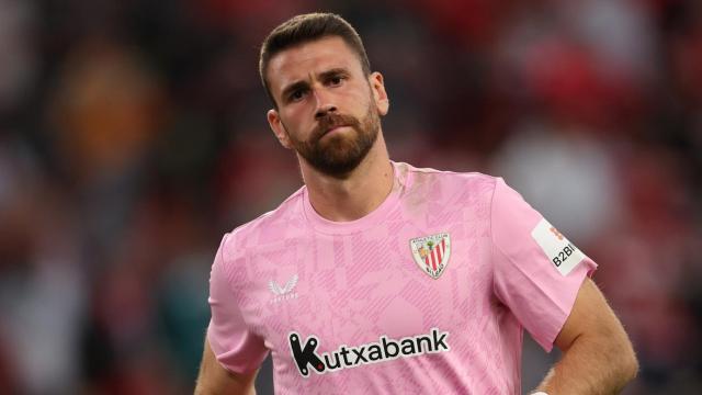 Unai Simón, durante un partido contra el Athletic.