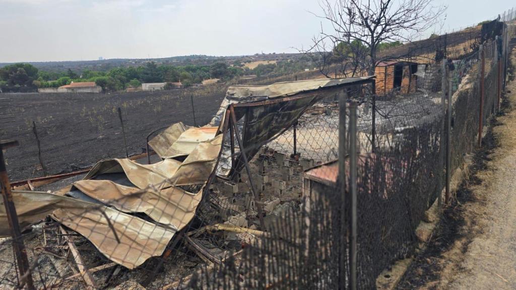 La granja de Tres Cantos quemada.