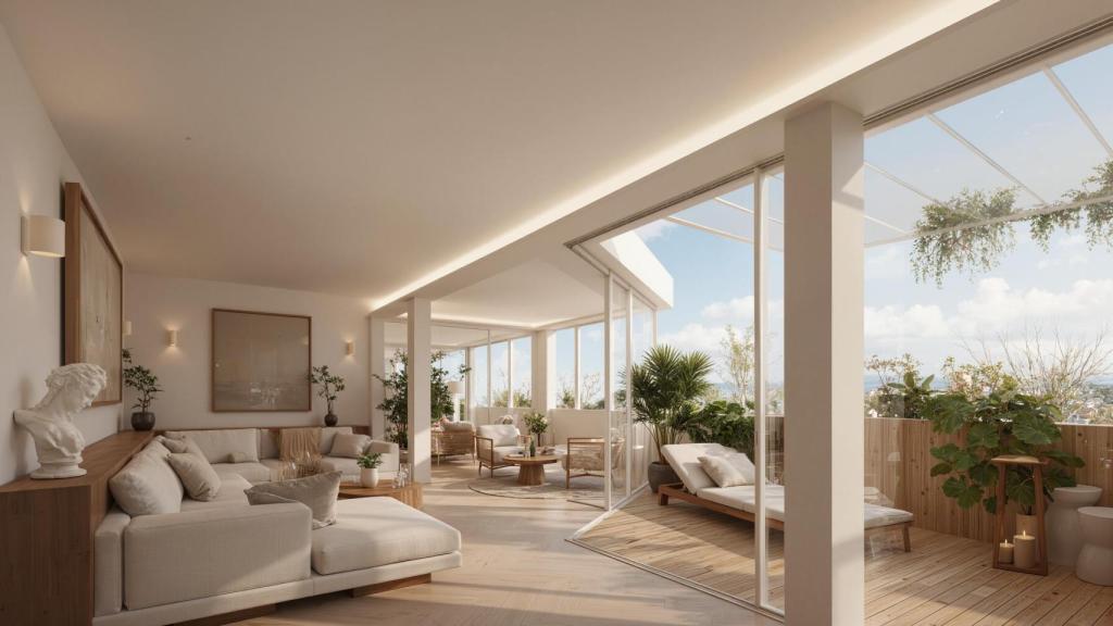 El salón con terraza del piso más exclusivo de Madrid.