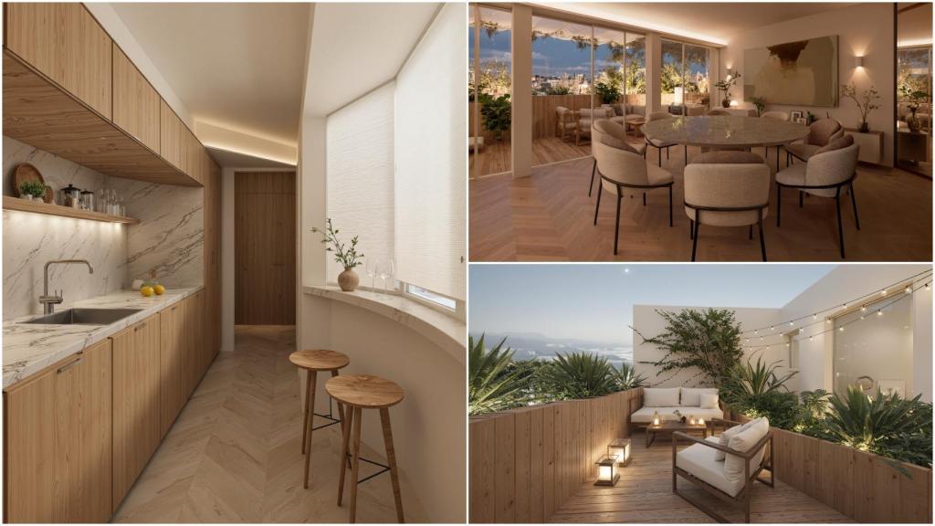 Diferentes vistas del ático en venta de Claudio Coello, en el barrio de Salamanca (Madrid).