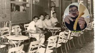 Montaje de Casa Aranda en 1950 y del influencer en la churrería comiendo.