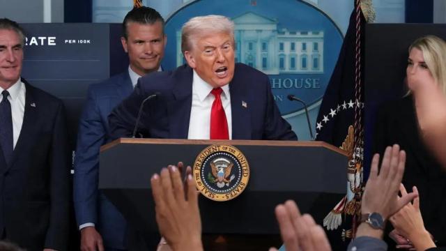 El presidente estadounidense, Donald Trump, en la rueda de prensa de ayer en Washington D.C.