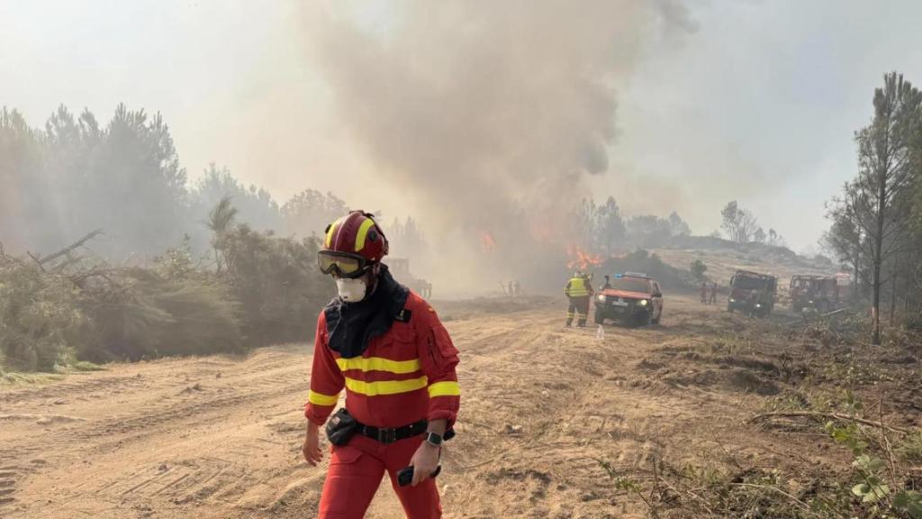 Bomberos trabajando en el incendio de Ávila.