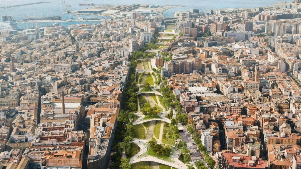 Imagen aérea de la intervención prevista sobre el río Guadalmedina.