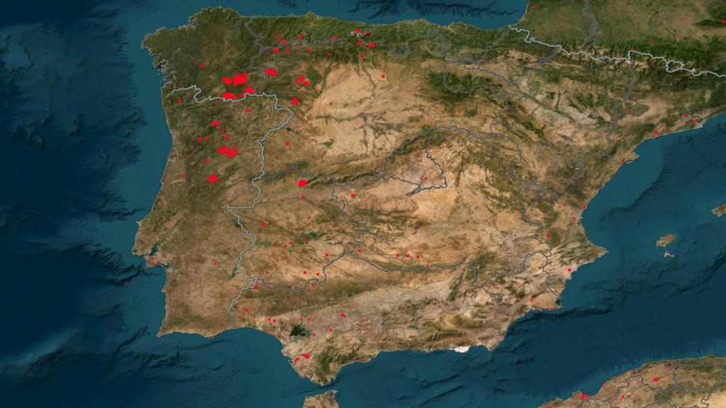 Península ibérica en el mapa de la NASA.
