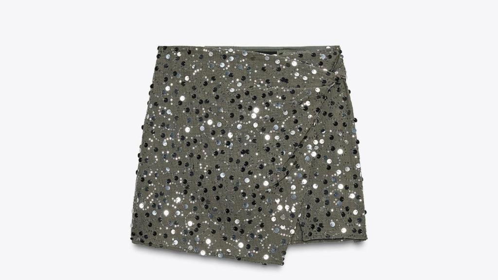 Falda Mini Cruzada Lentejuelas.