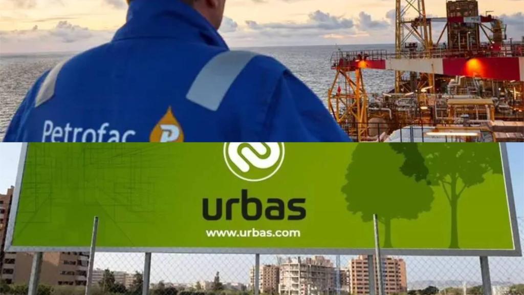 Composición con una plataforma petrolífera de Petrofac y un solar adquirido por Urbas.