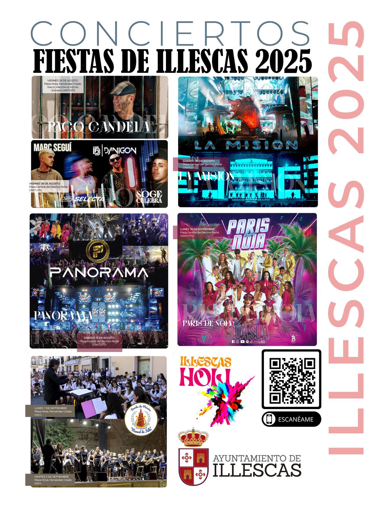 Conciertos programados para las fiestas de Illescas 2025.
