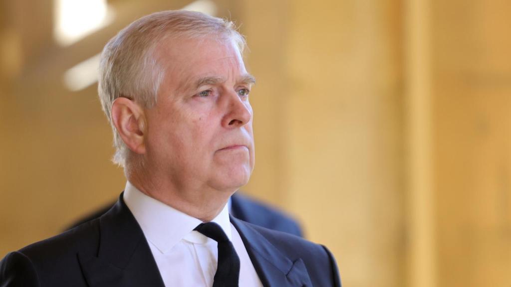 El príncipe Andrés, en el funeral del duque de Edimburgo, en 2021.