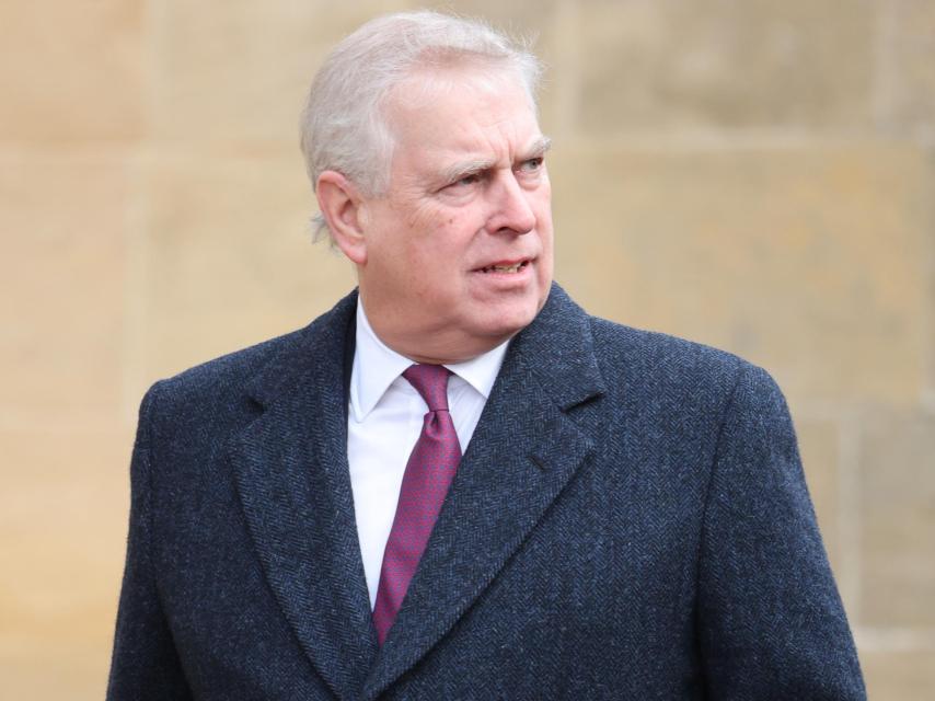 El príncipe Andrés de Inglaterra, en el funeral de Constantino de Grecia en el castillo de Windsor, en febrero de 2024.