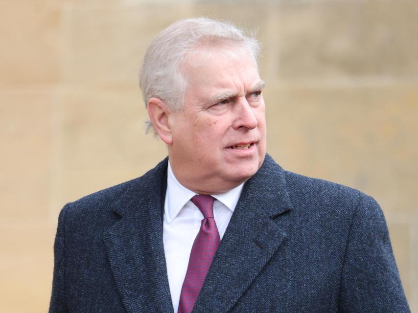 El príncipe Andrés de Inglaterra, en el funeral de Constantino de Grecia en el castillo de Windsor, en febrero de 2024.