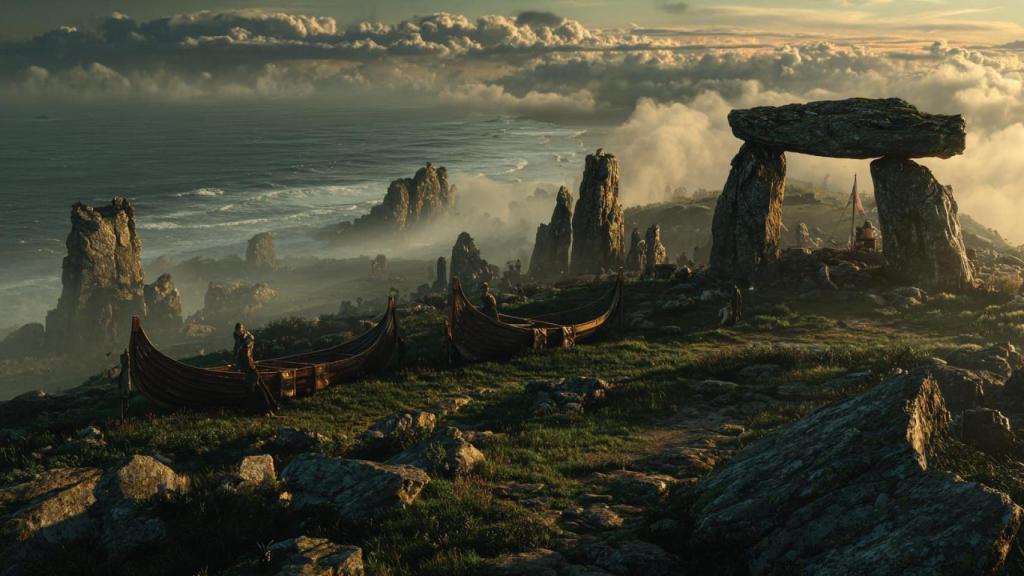 Representación artística de un campamento de Oestrimnios. Iván Fernández Amil