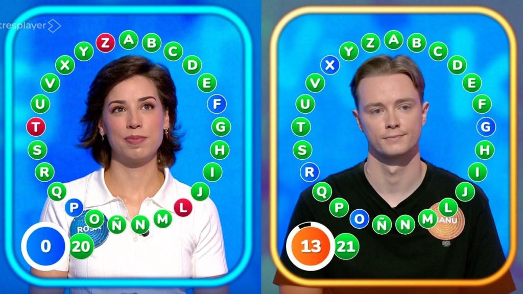 Rosa Rodríguez y Manu Pascual en 'Pasapalabra'.