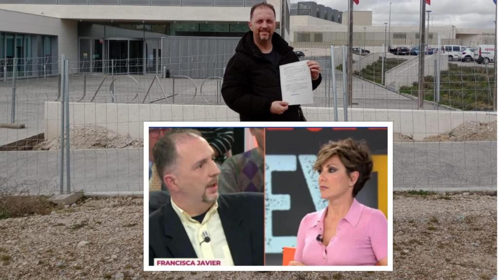 Francisca Javier con la denuncia en el Juzgado y abajo el momento tenso del programa