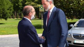 Su Majestad el Rey recibido por Javier Lambán, cuando era Presidente de Aragón.