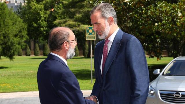 Su Majestad el Rey recibido por Javier Lambán, cuando era Presidente de Aragón.