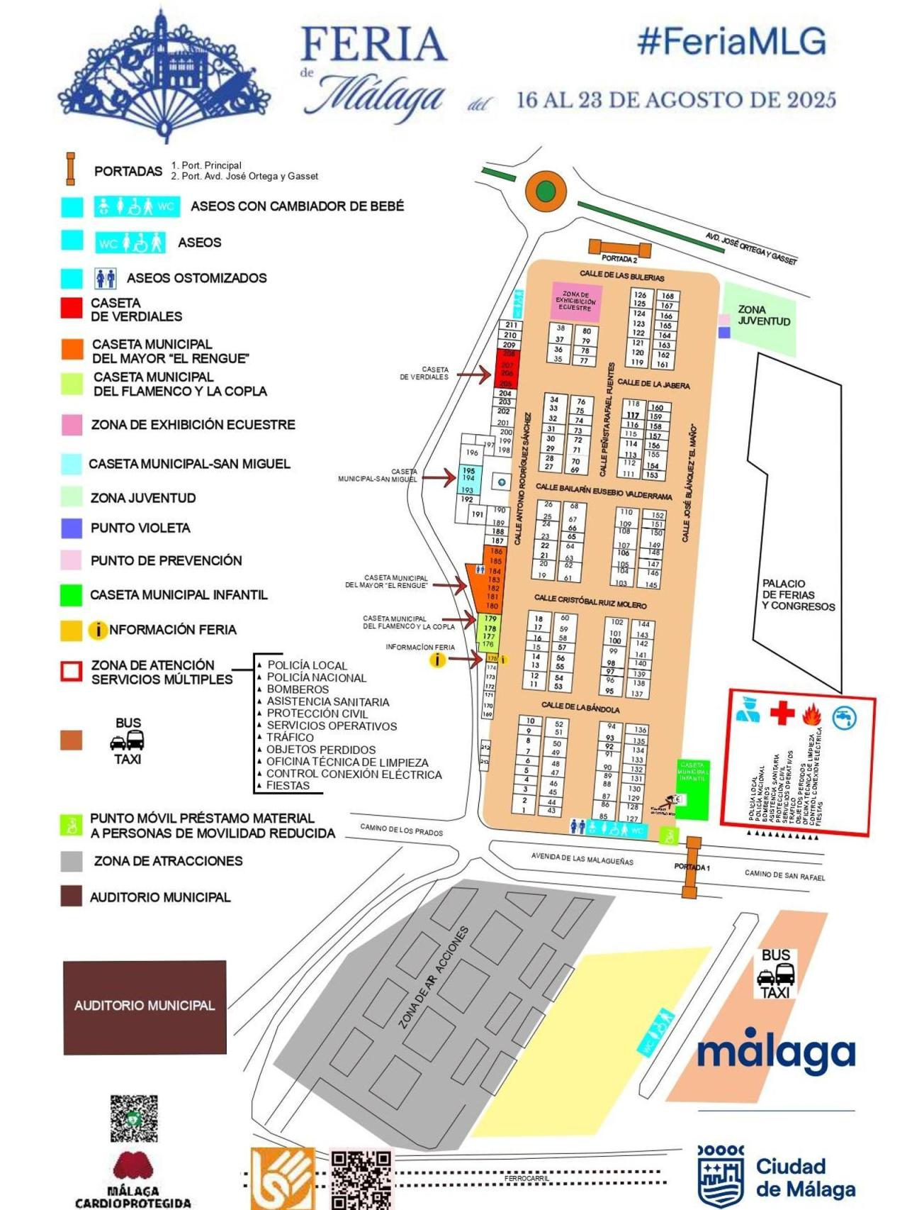 El plano de la Feria de Málaga 2025.