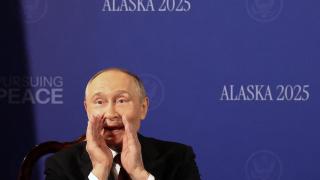 Vladimir Putin, presidente de Rusia, durante su encuentro con Donald Trump en Alaska.