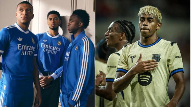 Las equipaciones de Real Madrid y Barça para la temporada 25-26.