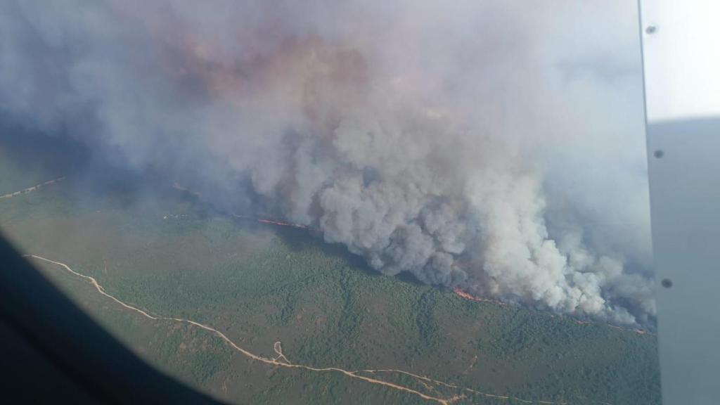 Las llamas del incendio en Canalejas