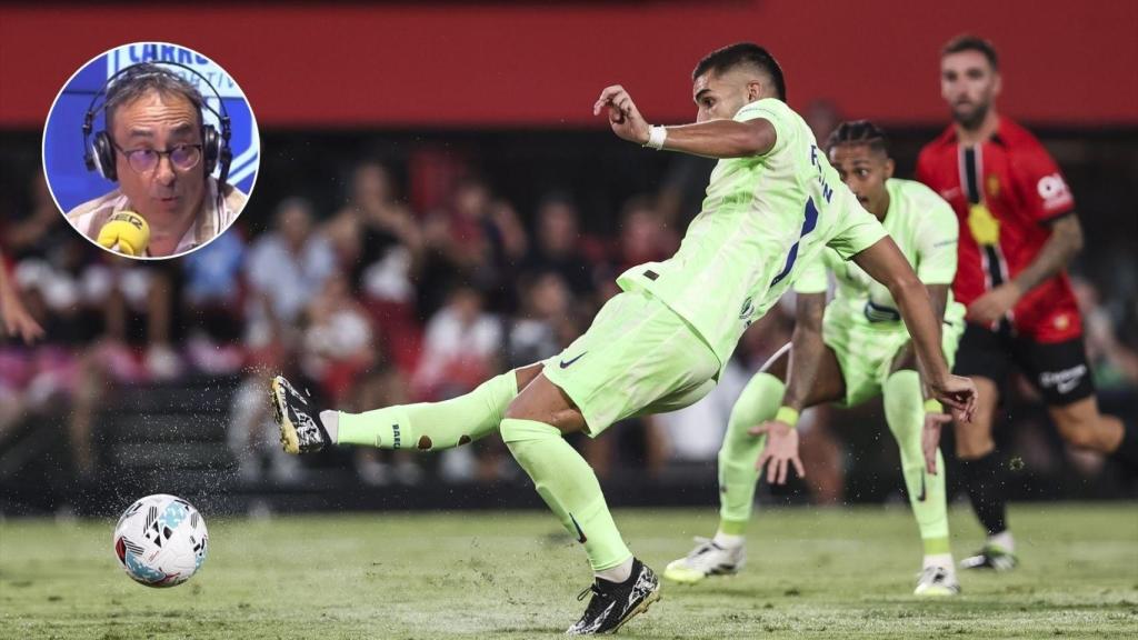 Imagen de Ferran Torres durante el gol e Iturralde González.