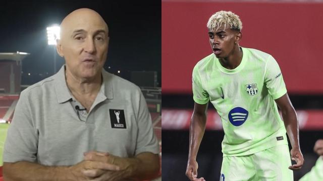 Maldini y Lamine Yamal durante el RCD Mallorca - FC Barcelona.