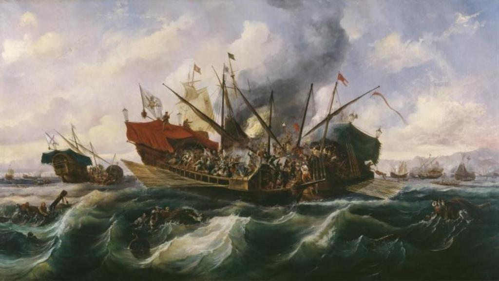 Antonio de Brugada Vila: Episodio del combate naval de Lepanto, 1856. Foto: Museo del Prado.