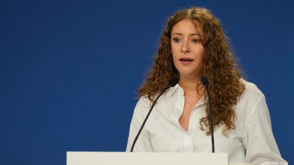 La portavoz del PP, Ester Muñoz, este lunes en rueda de prensa.