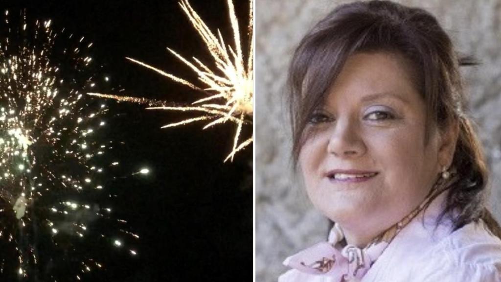 Imagen de archivo de unos fuegos artificiales (i); Susana Rodríguez, teniente de alcalde de Amoeiro.