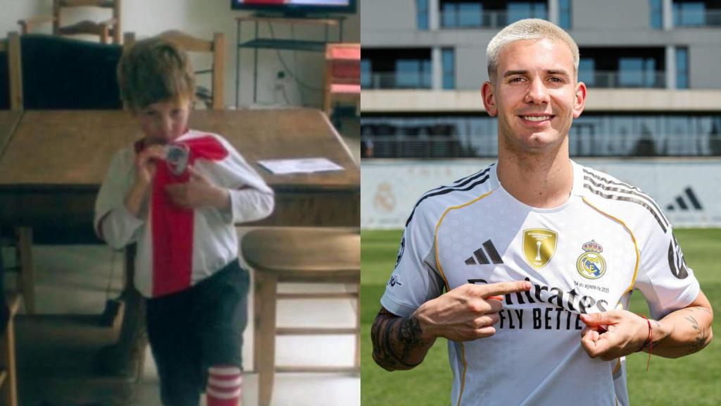 Imagen de Franco Mastantuono de pequeño y con la camiseta del Real Madrid.