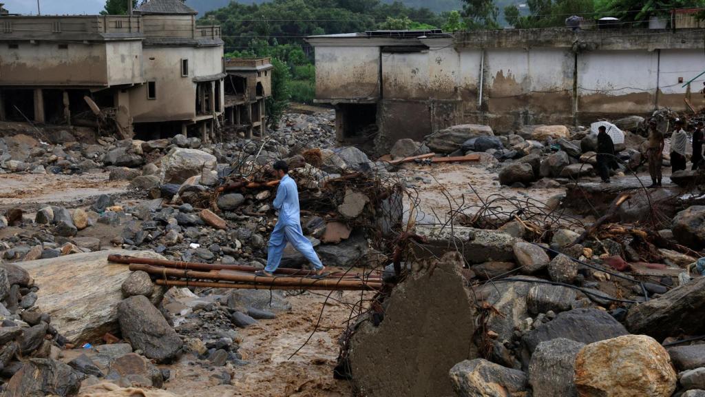 Consecuencias de las inundaciones en el distrito de Buner, en Pakistán.