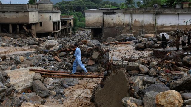 Consecuencias de las inundaciones en el distrito de Buner, en Pakistán.