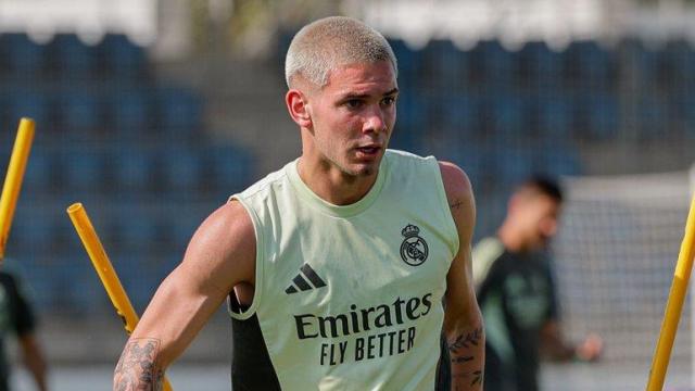 Franco Mastantuono, entrenando con el Real Madrid