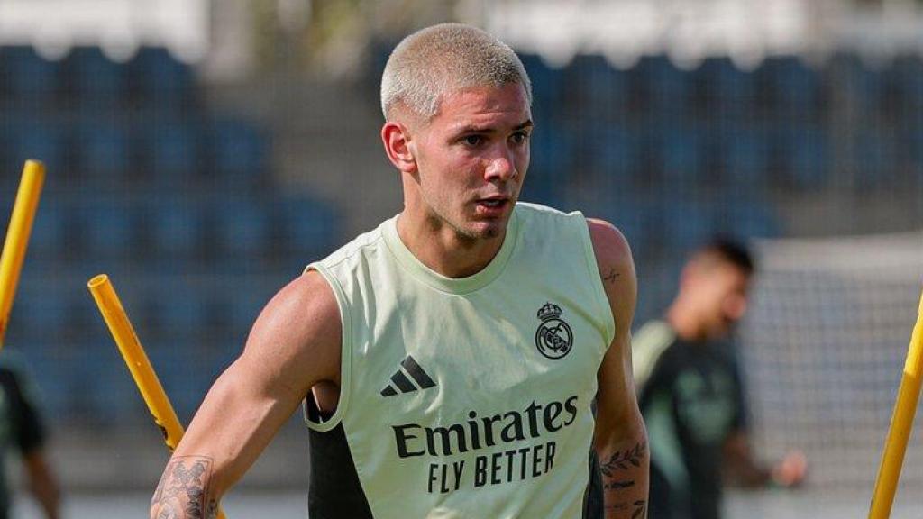 Franco Mastantuono, entrenando con el Real Madrid