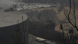 Vista de la Empresa Autoneum quemada por el fuego, en el polígono industrial de A Rúa, a 16 de agosto de 2025, en A Rúa, Ourense, Galicia (España)