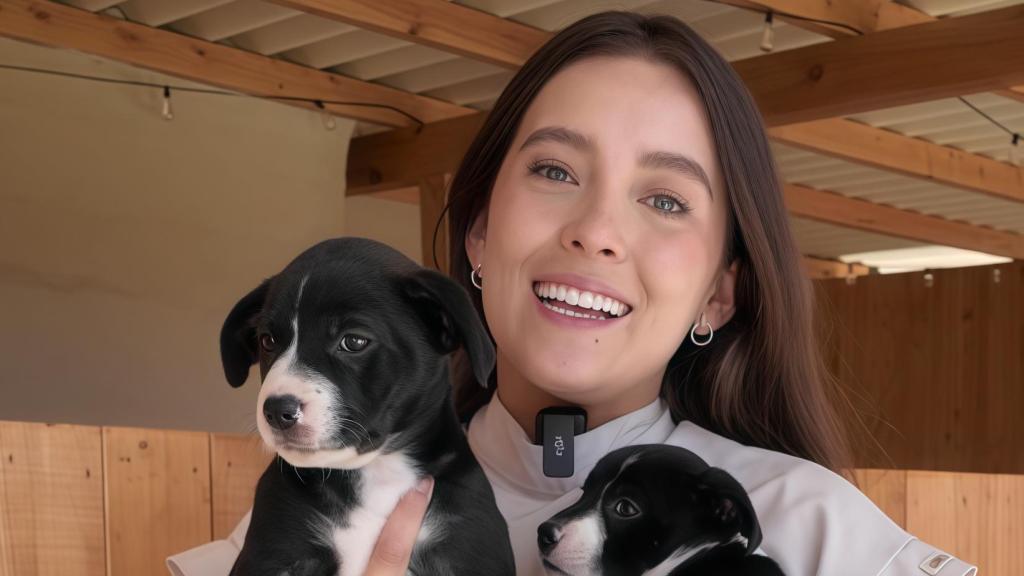 Laura Londoño junto a los cachorros.