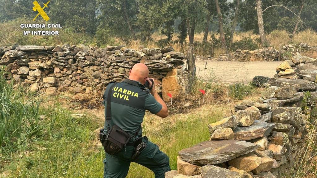 La Guardia Civil investigando en el incendio forestal en Quintanilla de Justel