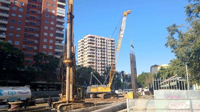 Imagen de las obras del Metro de Málaga al Hospital Civil.
