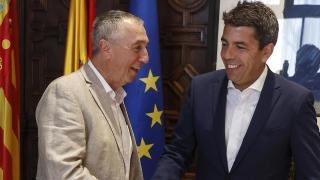 Joan Baldoví y Carlos Mazón, durante una reunión en el Palau en mayo de 2024. Rober Solsona / EP