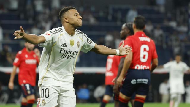Mbappé celebra su gol contra Osasuna en la primera jornada de Liga