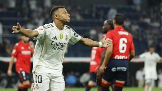 Mbappé celebra su gol contra Osasuna en la primera jornada de Liga
