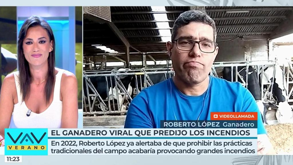 Patricia Pardo se disculpa con Roberto, el ganadero gallego.