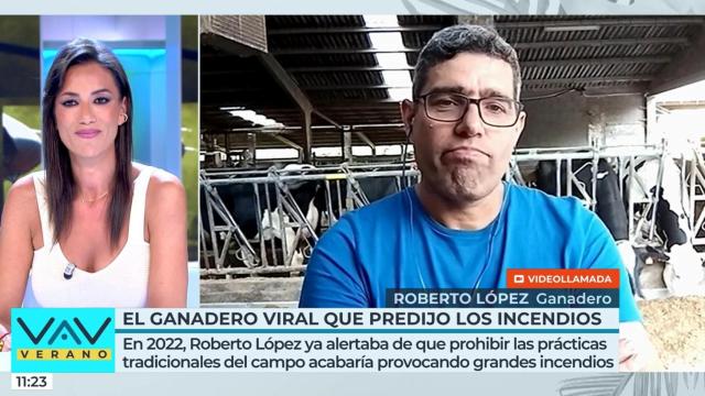 Patricia Pardo se disculpa con Roberto, el ganadero gallego.